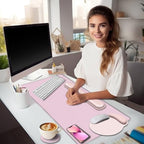 LIMKRIAN Pink Desk Mat Set, Mouse Pad with Wrist Rest & Keyboard Support - Image 2