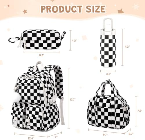 4PCS Corduroy Backpack for Girls with Insulated Water Bottle - Image 2