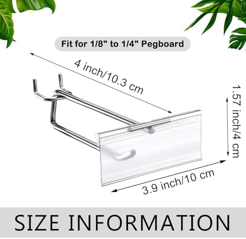 Thyle 100 Pcs Metal Scan Hook with Label Holder for 1/8" to 1/4" Pegboard, Peg Board Hooks with Price Tag, Pegboard Wall Accessories for Home Garage Retail Display Supplies (4 Inch) - Image 2