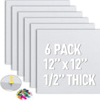 AKTOP White Cork Bulletin Board 12x12, 1/2" Thick Felt Cork Board Tiles 6 Pack, Small Square Pin Board for Wall, Self Adhesive Corkboards with 60 Push Pin Wood Clips for School, Home & Office by Buynow