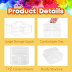 ALINK Plastic Classroom Caddy Organizer with Handle, 6-Pack 3 Compartments Portable Plastic Storage Caddy for Classroom Organization, Table, Desk, Office, Craft Art, Teacher Supply - Clear - Image 3