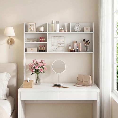 Desk Hutch with 6 Shelves and Adjustable Shelf for 32 Inch Monitor - Image 2