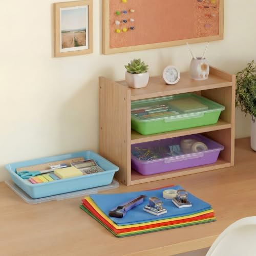 Tinlade 24 Pcs Classroom Paper Storage Bins with Lids, Macaron, 13x10in - Image 6