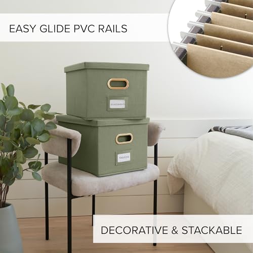 Decorative File Organizer Box Set of 2 - Collapsible Linen Filing Cabinets - Image 4