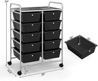 Giantex 10 Drawers Rolling Cart, Classroom Organizers, Storage Cart with Wheels, for Teacher Office Home School Supplies Tool Craft Art Paper, Black - Image 3