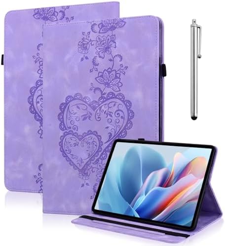 Case for All-New Amazon Kindle Fire HD 8 & 8 Plus Tablet(12th Generation/10th Generation, 2024/2022/2020 Release) 8", Embossed PU Leather Stand Case with with Pen Holder & Card Slots-Purple by TUOLISG