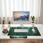 Mystic Forest Desk Mat Set Green Fog Woodland Mouse Pad with Wrist Rest 4in1 Desk Mat for Desktop Ergonomic Computer Desk Arm Wrist Anti-Slip Computer Ergonomic Mouse Pad Home Office Gaming - Image 6