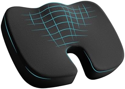 Skechers Memory Foam Seat Cushion,Office Chair Cushion for Tailbone Pain Relief,Butt Pillow for Office Chair,Car seat Cushion,Computer Desk,Long Sitting Office Workers,and Car Drivers,Black by Unknown