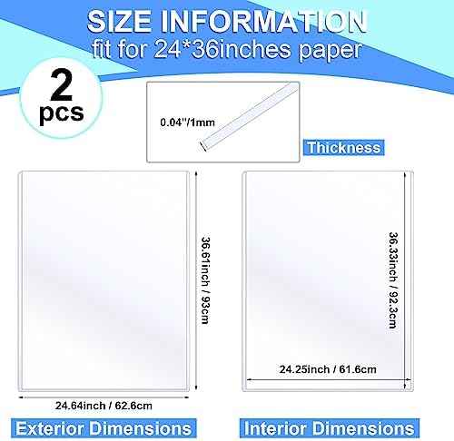 Sherr 2 Pcs Rigid Poster Protectors 24 x 36 Inch, Clear PVC Sleeves - Image 2