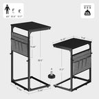 Vagusicc C Shaped End Table, 33'' Tall Side Table for Couch, Adjustable Height Small Couch Side Table for Small Spaces, Couch Table Slide Under Sofa Table TV Tray Table for Living Room Bedroom, Black - Image 2