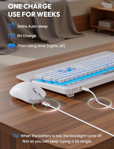 Wireless Keyboard and Mouse, Backlit Typewriter with Magnetic Wrist Rest - Image 6