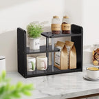 Desktop Organizer,Office Storage Rack,Wood Small Bookshelf,Black - Image 4