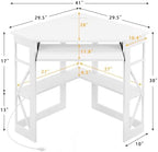 VECELO Corner Desk, Triangle Computer Desk for Small Space with Charging Station and Keyboard Tray, Corner Makeup Table with Storage Shelves for Home Office Bedroom, 41x30, White - Image 3