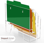 DINGHUO Acrylic Desk File Mail Organizer Wall Mounted, 4-Tier Hanging File Folder Holder, Clear Office Magazine Rack (Adhesive Hooks x 2) - Image 6