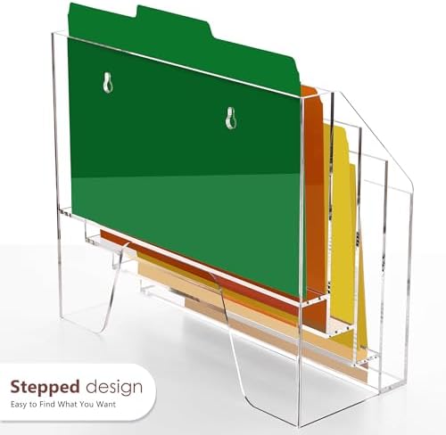 Hanging Wall File Organizer, 4 Tier Acrylic Desk Wall File Holder - Image 6