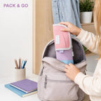 Retractable Pencil Case, Large Standing Pen Pouch, 3 Compartments (Rococo Pink) - Image 5