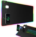 XXL RGB LED Gaming Mouse Pad with Magnetic Wireless Charger & Foldable Phone Holder, 31.5"x15.8" Extended Ultra-Smooth Desk Mat, 25 Lighting Effects, Non-Slip Base by abcmat