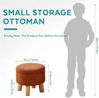 Small Foot Stool Ottoman with Storage, Velvet Ottoman Foot Rest for Couch, Round Footstool with Storage, Small Ottomans and Footstools for Living Room and Entryway (Orange) - Image 2