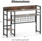 POWERSTONE Desktop Bookshelf for Monitors up to 32", Rustic Brown - Image 2