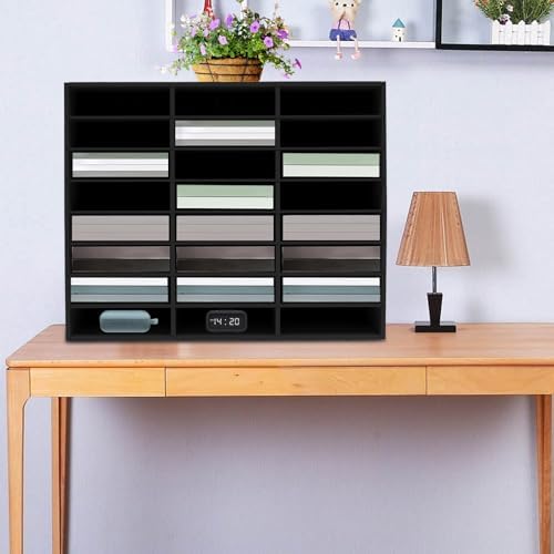 24 Slots Literature Organizer Desktop, Document Mail Literature Classroom Mailbox Office Mailbox Organizer, Wood Adjustable Literature for Office Home School Classroom Keepers (Black) - Image 6