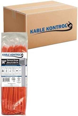 Kable Kontrol Cable Zip Ties, 14 Inch, 6000 Pcs, 50lbs Test, FL Orange by KABLEKONTROL%C2%AE