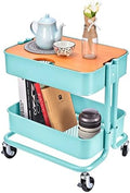 Melody House 2-Tier Metal Utility Rolling Cart, Storage Side End Table with Cover Board by MelodyHouse