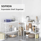 Expandable Storage Shelf, Stackable Organizer Rack, White Small 3 PK - Image 5