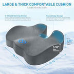 BlissTrends Memory Foam Seat Cushion for Office Chair & Car Seat, LightGrey - Image 2