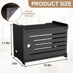 Wooden WiFi Router Storage Box Hider Shelf, Decorative Projector Box Hider Rack Countertop, for Cable, Modem, Internet, Router Power Cover Storage Organizer Cabinet Wall Mounted, Black - Image 3