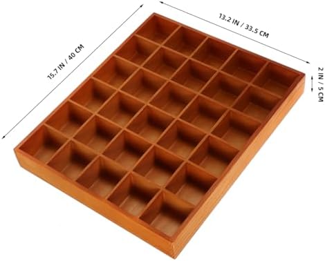 ULTECHNOVO Wooden Sorting Tray Grid Display Wood Divided Organizer Brown Finished Section Box (30 Compartments,15. 72x13. 17x1. 97 Inch Each Tray) - Image 2