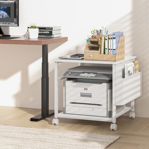 Lerliuo White Large Printer Stand with Storage - Image 7