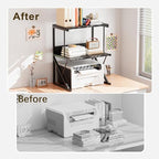 aboxoo Printer Stand for Desk to Save Space, Metal+Wood for Home Office - Image 2