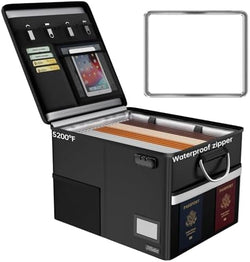 5200℉ Fireproof Document Box with Lock, File Organizer with Handle by JHSafer