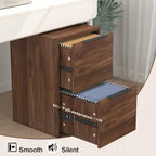 2 Drawer File Cabinets, Wood File Cabinet with Hanging Bar for Letter Size, Modern Farmhouse Under Desk Drawer, Printer Stand Small Filing Cabinets for Home Office, Dark Walnut - Image 4