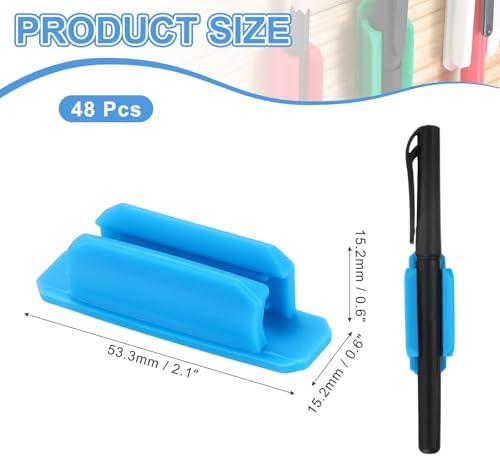 PATIKIL Adhesive Pen Holders, 48 Pack Silicone Flexible, Blue - Image 2