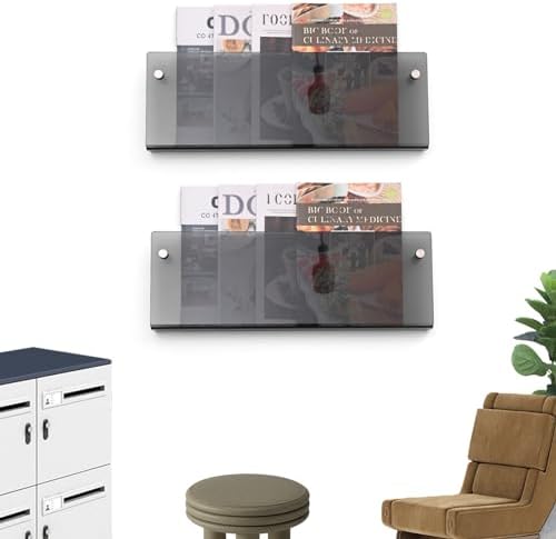 2 Pcs Acrylic Magazine Rack, 17" Black Record Holder, Hanging Bookshelf Literature Storage Rack for Waiting Room, Office, Home Display - Image 6