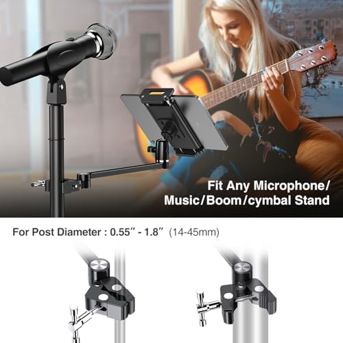 elitehood 12in Long Arm iPad Mic Stand Mount for Microphone Music Stand - Image 5
