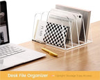 HeZone Desk File Organizer,4-Section Vertical File Folder Holder,Clear - Image 2