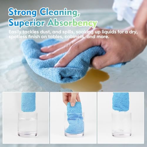 HOMEXCEL Blue Microfiber Cleaning Cloth 100PK, Towels for Cars, 12.5×12.5" - Image 3