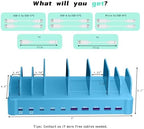 320W Charging Station for Multiple Devices, Zobirez 10-Port USB C Fast Charger Stations for MacBook, iPhone, Android Cell Phone, iPad, Tablet, Family Multi-Device Organizer Charging Dock, Blue - Image 6