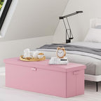 DocSafe Storage Ottoman Bench, Fireproof＆Waterproof Folding Bench with Lock(15”x 43”x15”), Leather Storage Chest with Handles＆2 Extra Boxes, Ottoman Safe for Bedroom,Living Room,Home Office, Pink - Image 2