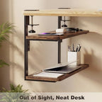 2-Tier Desk Extender, 22-inch Clamp-On Desk Shelf, Height-Adjustable Desktop Shelf Organizer for Monitors Office and Gaming Accessories, Arm Support Table Extension, Dark Brown - Image 7