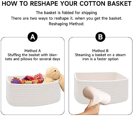 MiniArk Small Storage Baskets for Organizing | Closet Organizer Bins | Shelf Toy Basket | Woven Rope Baskets | Cube Decorative Box | Shallow Basket | 13x8.5x5.1” | 4 Packs Rainbow - Image 7
