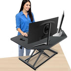 Aconcept 40 inch Black Corner Height Adjustable Standing Desk Converter, One-Click Sit to Stand up Desk Riser, Pre-Assembled for Dual Monitor and Laptop Workstation by Aconcept
