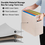 8 Pack Letter Size File Storage Box Collapsible，Fabric Hanging File Folders Organizer, Portable Office Document Holder with Metal Handle, Smooth PVC Rails, Beige - Image 3