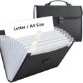 12 Pockets Letter Size/A4 Accordion File Organizer with Handle, TRANBO Expanding File Folder, Portable Paper Organizer, Expandable Plastic Document Organizer for Travel School Office - Black by TRANBOTrustBest