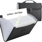 12 Pockets Letter Size/A4 Accordion File Organizer with Handle, TRANBO Expanding File Folder, Portable Paper Organizer, Expandable Plastic Document Organizer for Travel School Office - Black by TRANBOTrustBest