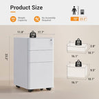 DEVAISE 3 Drawer File Cabinet on Wheels, Fully Assembled Except Casters - Image 3