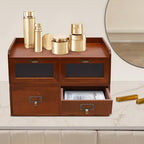 6-Drawer Desktop Organizer Cabinet, Wooden Desk Organizer, Drawer Storage Organization Box for Office Supplies Makeup Jewelry Craft, Retro Brown (18.5x8.66x12.6 inch) - Image 4