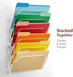 YUXUN Acrylic Wall File Organizer, 3-Section, Clear - Image 3